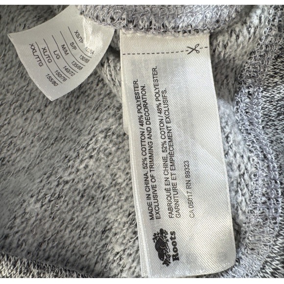 ROOTS Kids Unisex Salt & Pepper Full Zip Hoodie Beaver Logo XL 11–12 Years - Picture 8 of 8